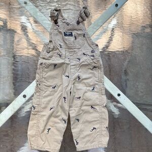 OshKosh B'gosh Tan Kids Overalls with Dinosaur Print